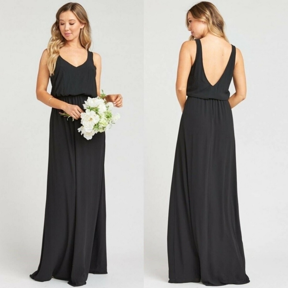 Show Me Your MuMu Kendall NWOT Black Low Back Maxi Black Tie Bridesmaid Gown XS